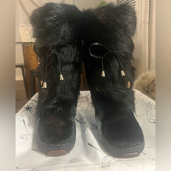 Oscar Sport Julia Genuine Fur Apres Ski Hiking Boots Wool Lined Boots 37/ 6.5 - Picture 3 of 10